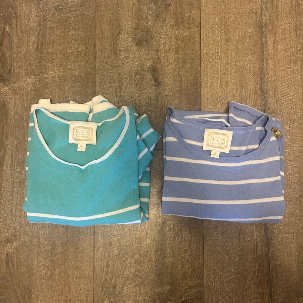 Bundle of women’s XL STS Blue and Teal Striped Dresses